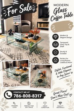 Modern Glass Coffee Table with Lower Shelf