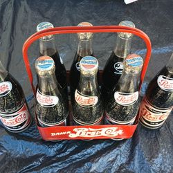 Antique Pepsi Bottles Eight Total 6 In A Pepsi Antique Carrying Case .