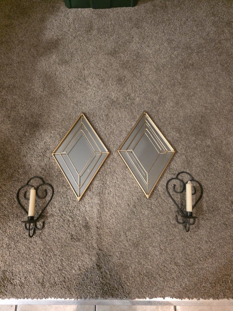 Decorative Mirrors And Candle Holder w/Candles