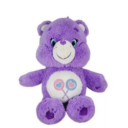 Care Bears Share Bear 2014 Lollipops 13" Plush Just Play Purple Bear Red Heart