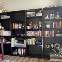 4 Black Bookcases 