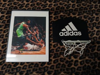 Derrick Rose framed poster 12 x 16 & Basketball mini hoop