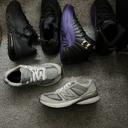 Used In Very Good Condition (New Balance, 990 v5 Size 3.5 $55) (Jordan’s Purple &.Black,size 4  $65 ( Black  Nike’s, Size 4..$55..👇🏽