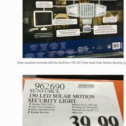 150 LED Solar Motion Security Light Brand New