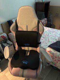 COMFORTABLE Pink and Grey Gaming Chair-