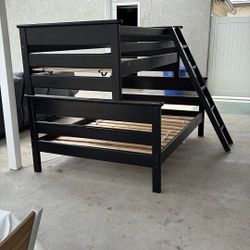 Kids Wooden Bunk Bed Black Color 