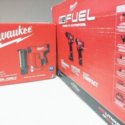 M12 Milwaukee FUEL Brushless Combo Kit + M12 Milwaukee 23Ga Pin Nailer 