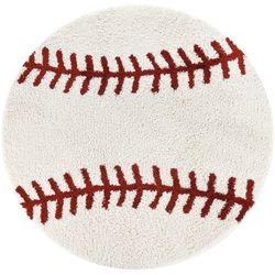 Baseball Rug Round 36 Inch – Soft Microfiber Sports Carpet with Non-Slip TPR Backing, Baseball Decor for Boys Room, Kids Room, Playroom & Gift for Bas