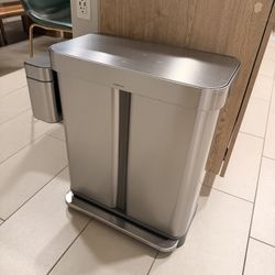 Simplehuman Dual Compartment Stainless Steel Trash Can + Compost Bin