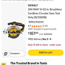 DEWALT ATOMIC 20V MAX* Reciprocating Saw, One-Handed,, Tool Only. Firm Price/Precio firme 🛑 