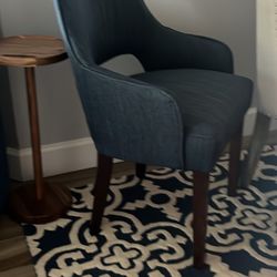 Pair Of Brand New Navy Upholstered Dinette Chairs