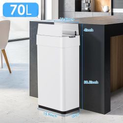 18.5 Gal Automatic Trash Can, 70L Stainless Steel Motion Sensor Garbage Bin, Touchless Brushed Wastebasket, W/Butterfly, Soft-Close Lid, for