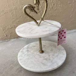 Marble Heart Swan Tiered Server  