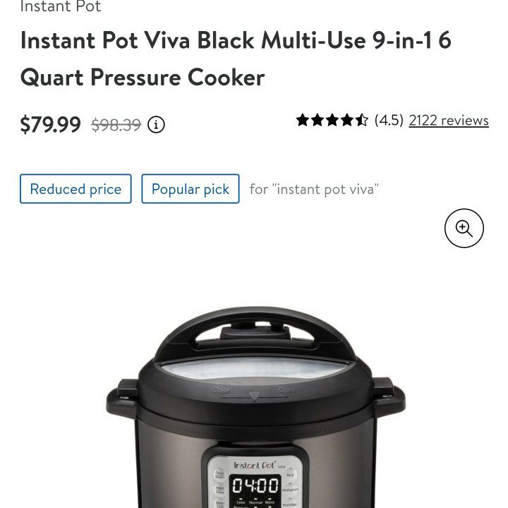 NIB Instant Pot Viva Black Multi-Use 9-in-1 6 Quart Pressure Cooker for  Sale in Delray Beach, FL - OfferUp