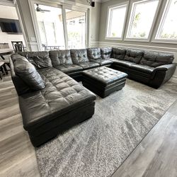 Leather gray Sectional Sofa From City Furniture 