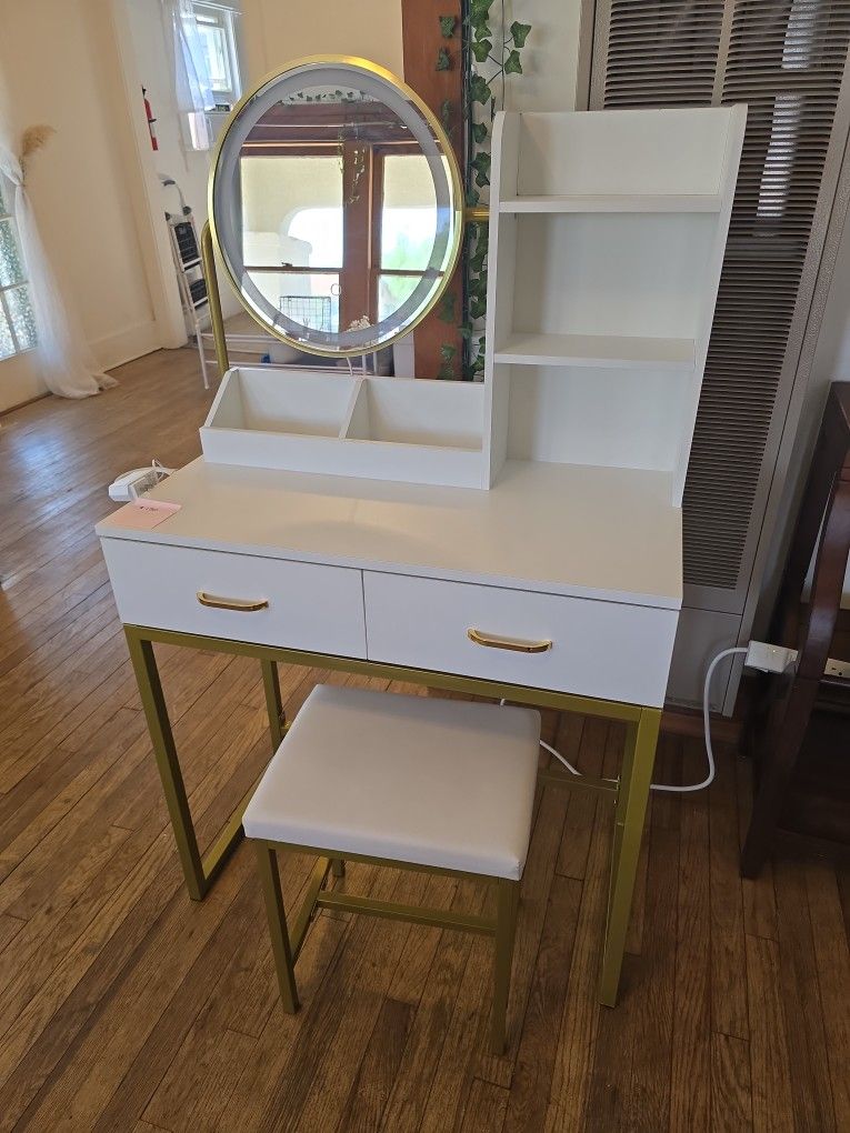White And Gold Vanity