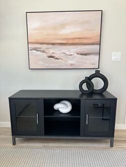 Black media stand media console TV station dresser shelf