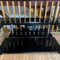 Glass and Metal Three Level Media Stand