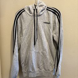 Adidas Gray Hoodie with Black Sleeve Stripes