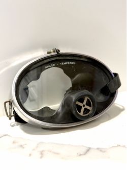 Vintage DACOR Tempered Glass Diving Mask Scuba Snorkel Mask Black Rubber