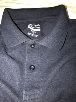 Navy blue and red school polo shirts