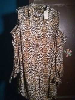 Leopard Cold Shoulder Dress
