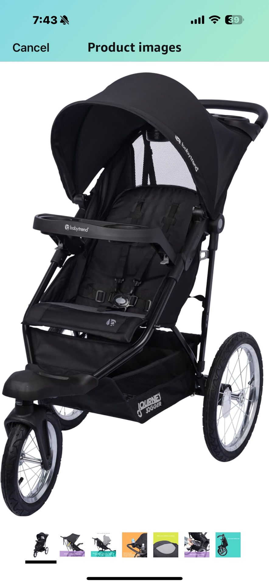 Baby Trend Journey Jogger, Stellar Black  Brand Baby Trend Color Stellar Black Material Polyester, Plastic, Metal Fabric Type 100% Polyester Frame Mat