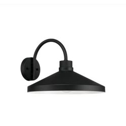 Lofton 10.50 in. Black with White Interior Outdoor Hardwired Wall Lantern Sconce  Lantern Wall Light - New
