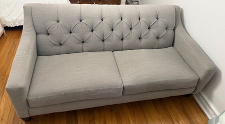 2 Light Gray Tufted Sofa