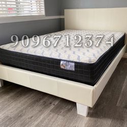 California King Size White Platform Bed W Orthopedic 