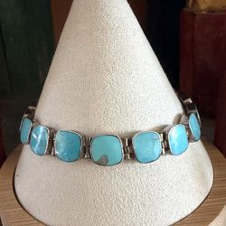 Sterling Silver Turquoise Link Bracelet Vintage