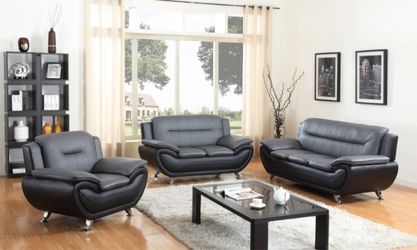 Set 3 pieces sofá, love seat and chair bonded leather