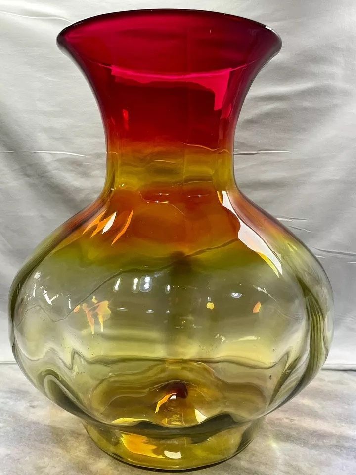 Blenko Tangerine Topaz Amberina Vase Circa 1960