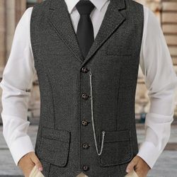 Men’s Gray Lapel Suit Vest 
