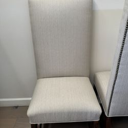 Cream Herringbone Dining Chairs