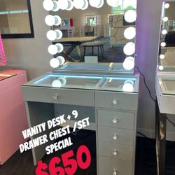 Brand New Vanity Promotion Set / 9 Drawer Chest Included