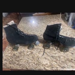  Roller Skates Riedell Size 8Quad Roller Skates Black Suede W Custom Wheels