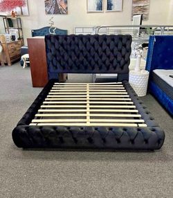 Black Queen/King velvet bed frame new