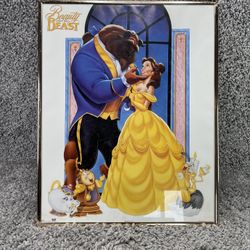 Rare Vintage 1991 Disney Beauty & The Beast 20x16 Framed Movie Poster
