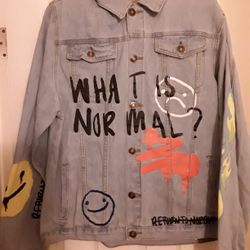 MEN'S GRAFFITI DENIM JACKET SIZE: XXL