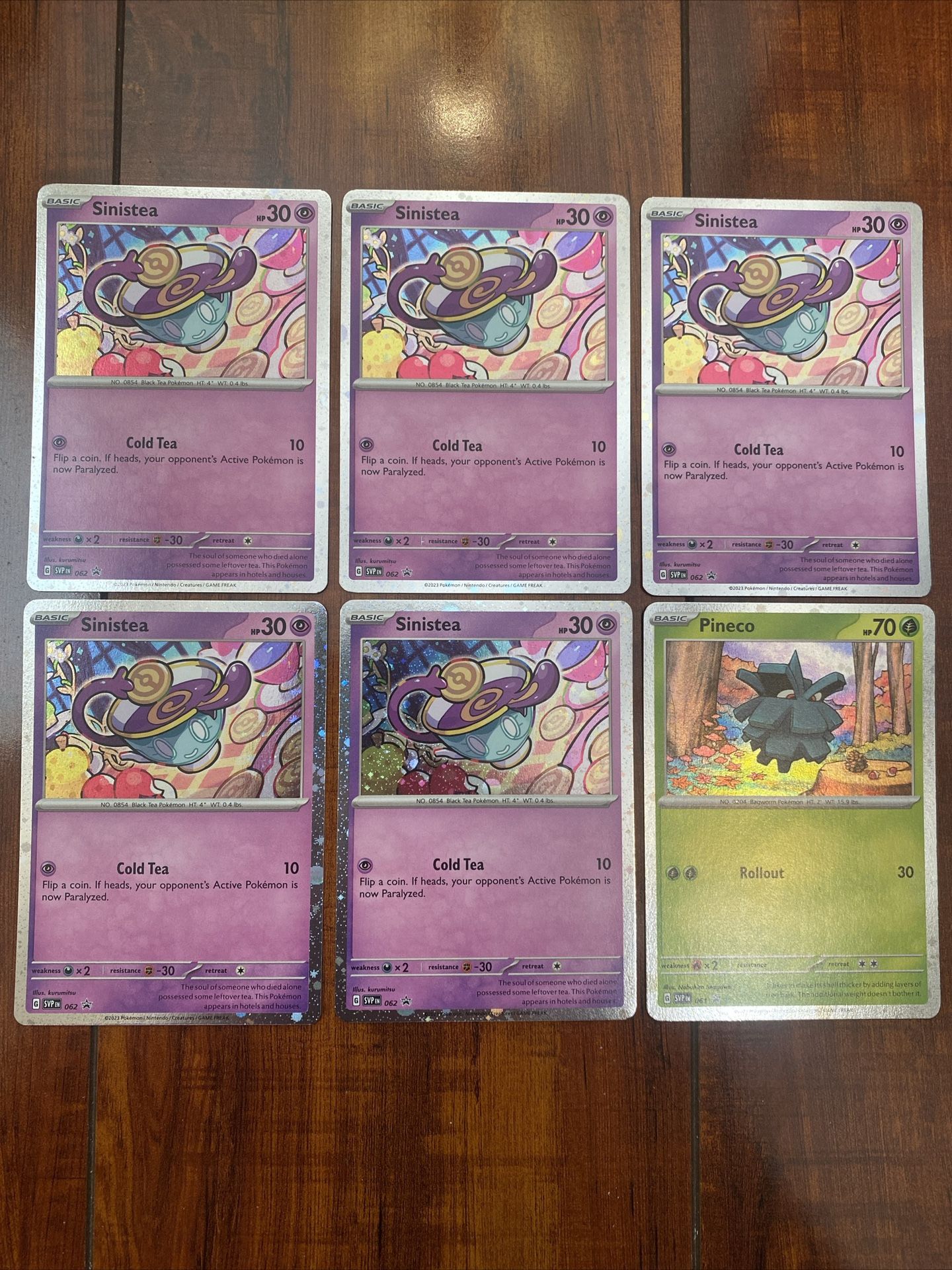 Pokemon Sinistea 62 & Pineco 61 Black Star Promo Paradox Rift 6 Card Lot NM/M