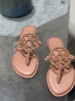 Tory Burch Nude Pink Sparkle Sandals 