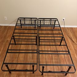 Amazon Basics Bed Frame with Storage, Foldable Metal Platform, Sturdy Steel, No Box Spring Needed