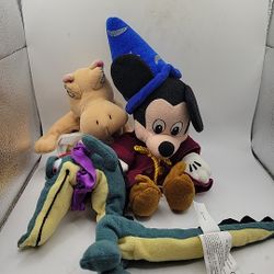 Disney Store Fantasia Bean Bag Plush Aligator , Sorcerer Mickey , Hippo Lot Of 3