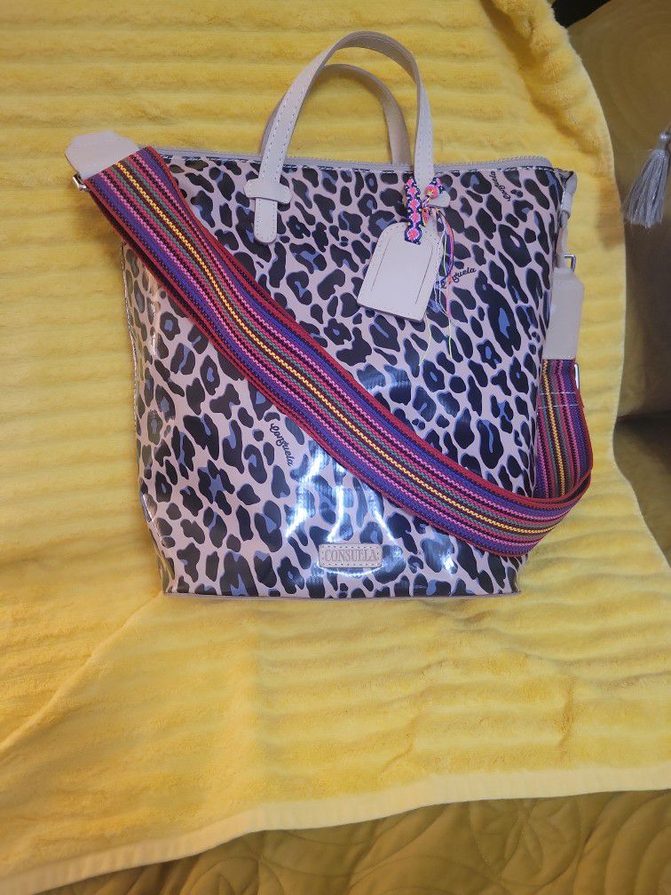Consuela Blue Jag Hobo Bucket Bag Purse Jaguar