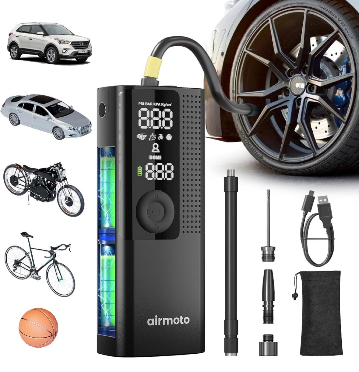 Airmoto Tire Inflator Portable Air Compressor