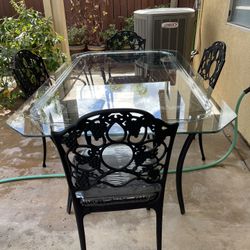 BLACK ALUMINUM TEMPERED GLASS TABLE TOP