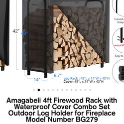 Outdoor Firewood Rack With Waterproof Cover- New In Box 