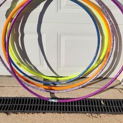 5 Hula Hoops Various Sizes And Color