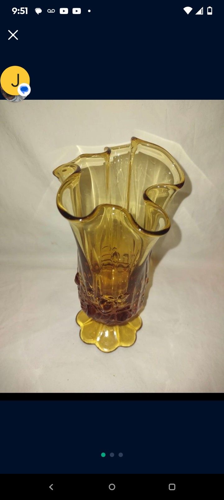 Fenton Amber Handkerchief Vase